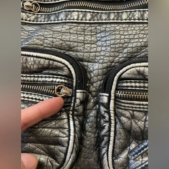 Silver Y2K Maurice’s all saints large crossbody bag flap messenger Grungecore - Picture 4 of 11